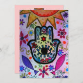 JUDAIC HAMSA BAT BAR MITZVAH INVITATIE KAART (Voorkant / Achterkant)