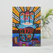 JUDAIC HAMSA BAT BAR MITZVAH INVITATIE KAART (Staand voorkant)