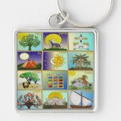 Judaica 12 Israëlische kunstpanelen Sleutelhanger (Voorkant)