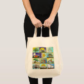 Judaica 12 Israëlische kunstpanelen Tote Bag (Voorkant (product))