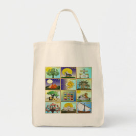 Judaica 12 Israëlische kunstpanelen Tote Bag