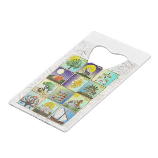 Judaica 12 Israëlische stammen maken kunst Creditkaart Flessenopener (Voorkant Gekanteld)