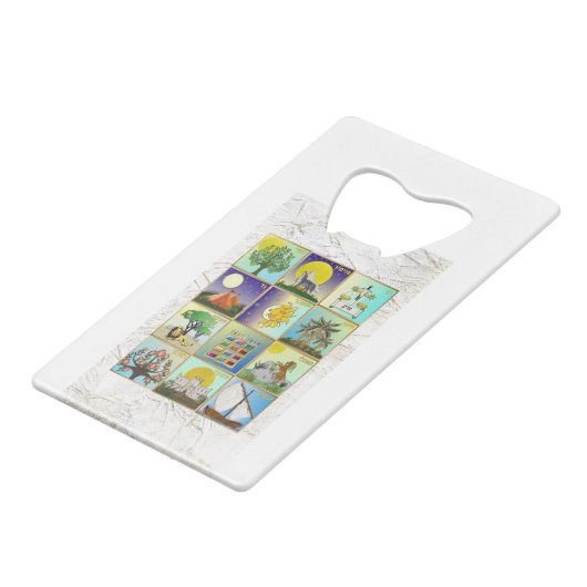 Judaica 12 Israëlische stammen maken kunst Creditkaart Flessenopener (Achterkant Gekanteld)