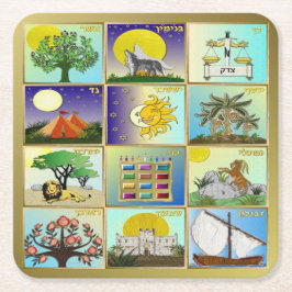 Judaica 12 Israëlische stammen maken kunst Kartonnen Onderzetters