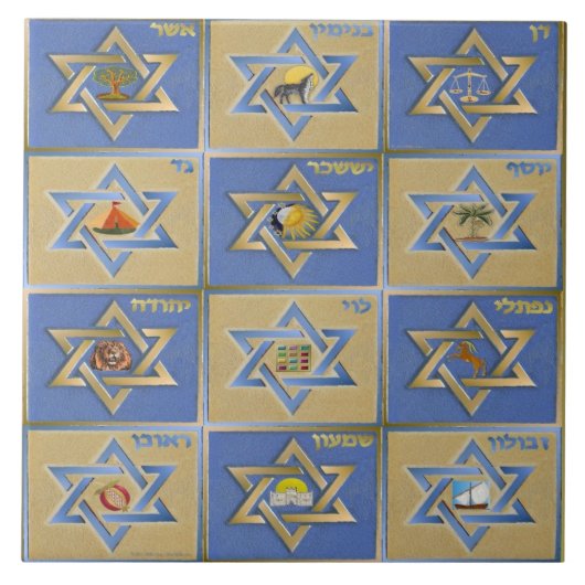 Judaica 12 Israëlische stammen maken kunst Tegeltje (Voorkant)