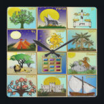 Judaica 12 Israëlische stammen Vierkante Klok<br><div class="desc">Je bekijkt het Lee Hiller Design Collectie. Apparel,  Gifts & Collectibles Lee Hiller Photography of Digital Art Collectie. Je kunt haar Natuur fotografie uitzichten op http://HikeOurPlanet.com/ en haar wandelende blog volgen in Hot Springs National Park.</div>