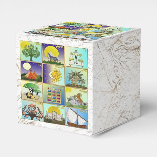 Judaica 12 stammen Israël Art Panels Favor Box Bedankdoosjes (Voorkant Zijde)