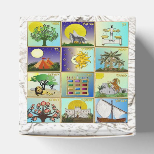 Judaica 12 stammen Israël Art Panels Favor Box Bedankdoosjes (Bovenkant)