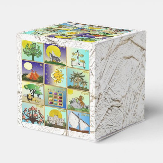 Judaica 12 stammen Israël Art Panels Favor Box Bedankdoosjes (Achterkant)