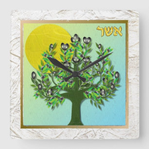 Judaica 12 Stammen Israël Asher Vierkante Klok