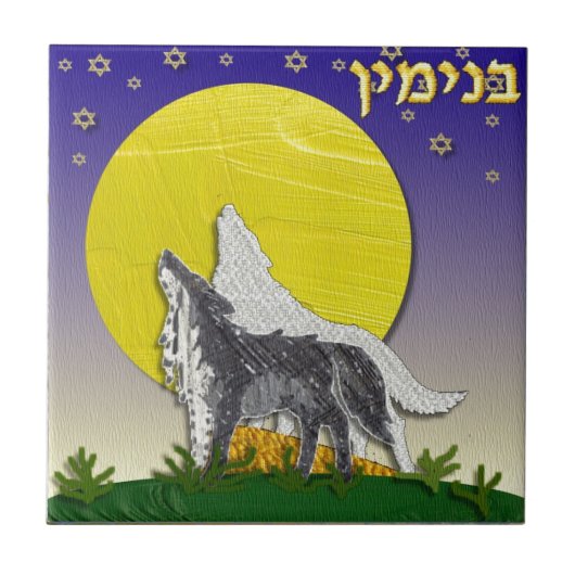 Judaica 12 Stammen Israël Benjamin Tegeltje (Voorkant)