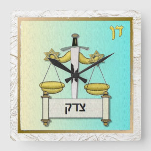 Judaica 12 Stammen Israël Dan Kunst Vierkante Klok