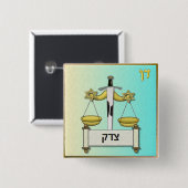 Judaica 12 Stammen Israël Dan Vierkante Button 5,1 Cm (Voorkant /achterkant)