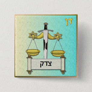 Judaica 12 Stammen Israël Dan Vierkante Button 5,1 Cm