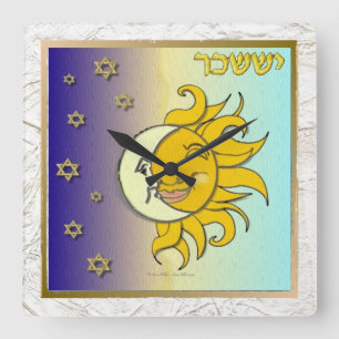 Judaica 12 Stammen Israël Issachar Kunst Vierkante Klok