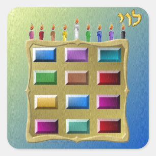 Judaica 12 Stammen Israël Levi Vierkante Sticker