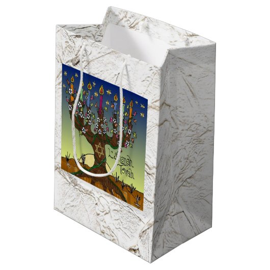 Judaica 12 stammen van Israel Art Panels Gift Bag Medium Cadeauzakje (Achterkant Gekanteld)