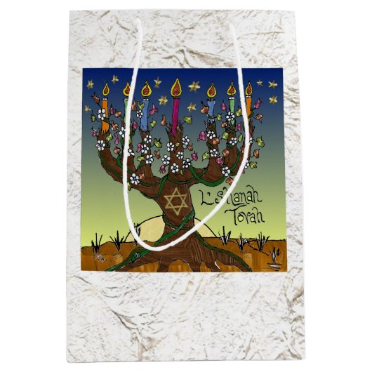 Judaica 12 stammen van Israel Art Panels Gift Bag Medium Cadeauzakje (Voorkant)