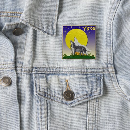 Judaica 12 stammen van Israel Benjamin Vierkante Button 5,1 Cm (In situ)