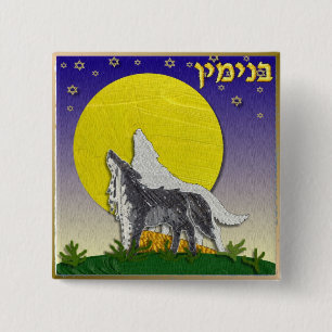 Judaica 12 stammen van Israel Benjamin Vierkante Button 5,1 Cm