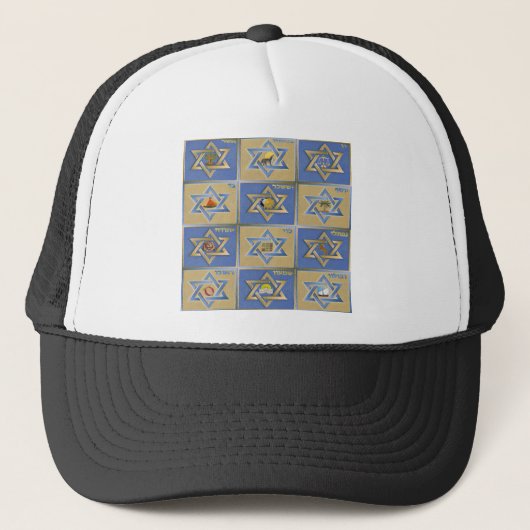 Judaica 12 stammen van Israel Blue Gold Trucker Pet (Voorkant)