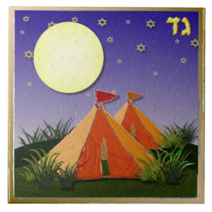 Judaica 12 Stammen Van Israël Gad Kunstprint Tegeltje