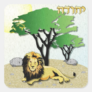 Judaica 12 Stammen van Israël Juda Vierkante Sticker