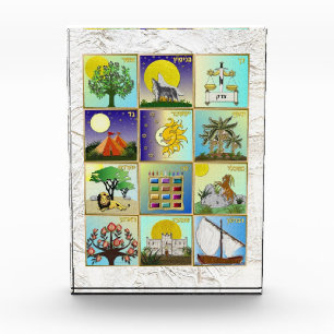 Judaica 12 Stammen van Israël Kunst Acryl Blok