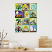 Judaica 12 stammen van Israël Kunst Poster (Keuken)