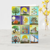 Judaica 12 Stammen van Israël Kunstpanelen Kaart (Gele Bloem)