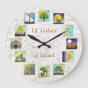 Judaica 12 Stammen Van Israël Kunstprint Grote Klok