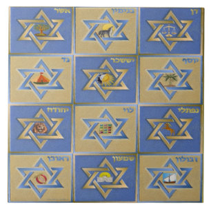 Judaica 12 Stammen Van Israël Kunstprint Tegeltje