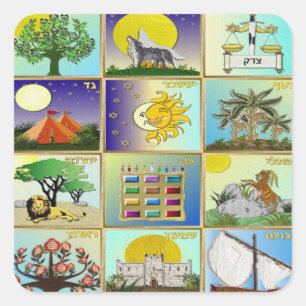 Judaica 12 Stammen Van Israël Kunstprint Vierkante Sticker