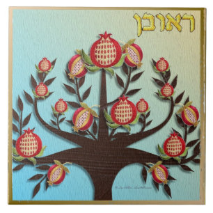 Judaica 12 stammen van Israel Reuben Art print Tegeltje