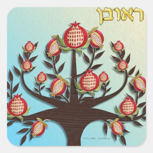 Judaica 12 stammen van Israel Reuben Vierkante Sticker (Voorkant)
