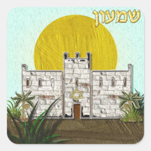 Judaica 12 stammen van Israël Simeon Vierkante Sticker