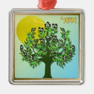 Judaica 12 Tribes Israel Asher Metalen Ornament