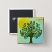 Judaica 12 Tribes Israel Asher Vierkante Button 5,1 Cm (Voorkant /achterkant)