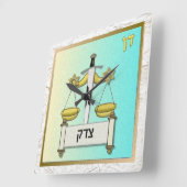 Judaica 12 Tribes Israel Dan Art Vierkante Klok (Hoek)