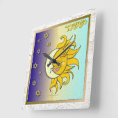 Judaica 12 Tribes Israel Issachar Art Vierkante Klok (Hoek)