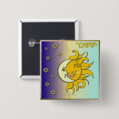 Judaica 12 Tribes Israel Issachar Vierkante Button 5,1 Cm (Voorkant /achterkant)