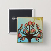 Judaica 12 Tribes Israel Reuben Vierkante Button 5,1 Cm (Voorkant /achterkant)