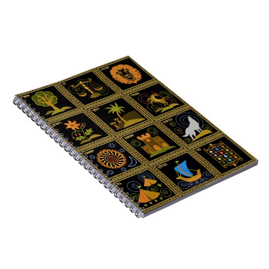 Judaica 12 Tribes of Israel Art Spiral Notebook Notitieboek (Rechterzijde)