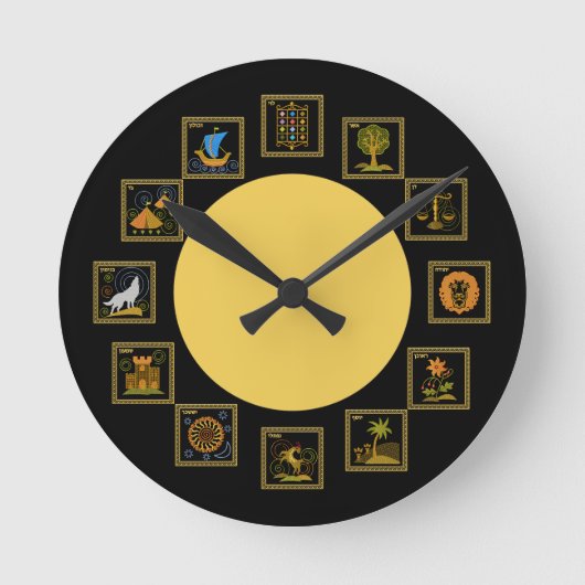 Judaica 12 Tribes of Israel Clock Ronde Klok (Voorkant)