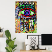Judaica Batik Garden Oasis Hamsa Poster (Thuiskantoor)