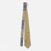 Judaica Blauwe Gouden Davidster Print Stropdas (Achterkant)