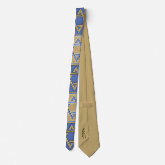 Judaica Blue Gold Star van David Print Stropdas (Achterkant)
