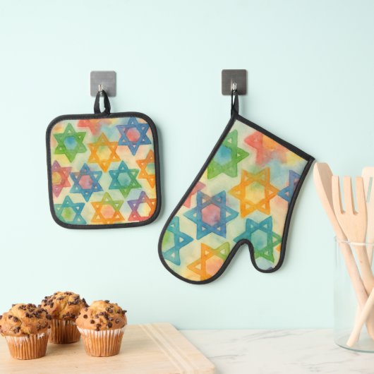 Judaica Cadeaus -  Oven Mits Ovenwant & Pannenlap Set (Insitu(Ophanging))