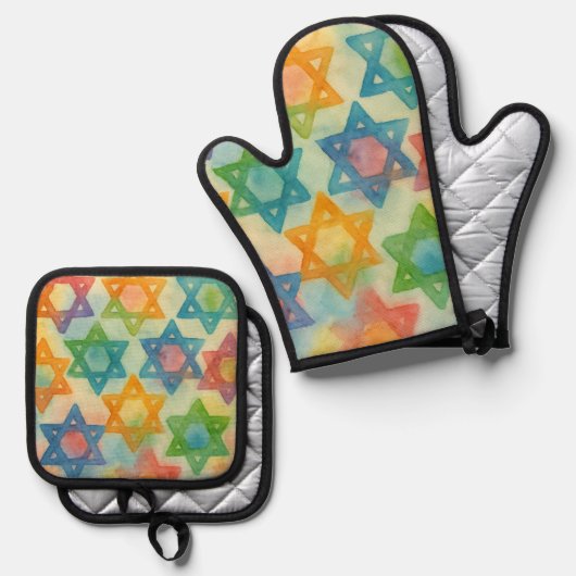 Judaica Cadeaus -  Oven Mits Ovenwant & Pannenlap Set (Voorkant / Achterkant)