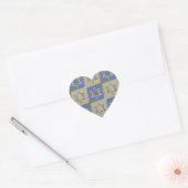 Judaica Davidster Metaal Goud Blauw Hart Sticker (Envelop)